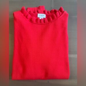 J. Crew Women's Red Ruffle Sweater